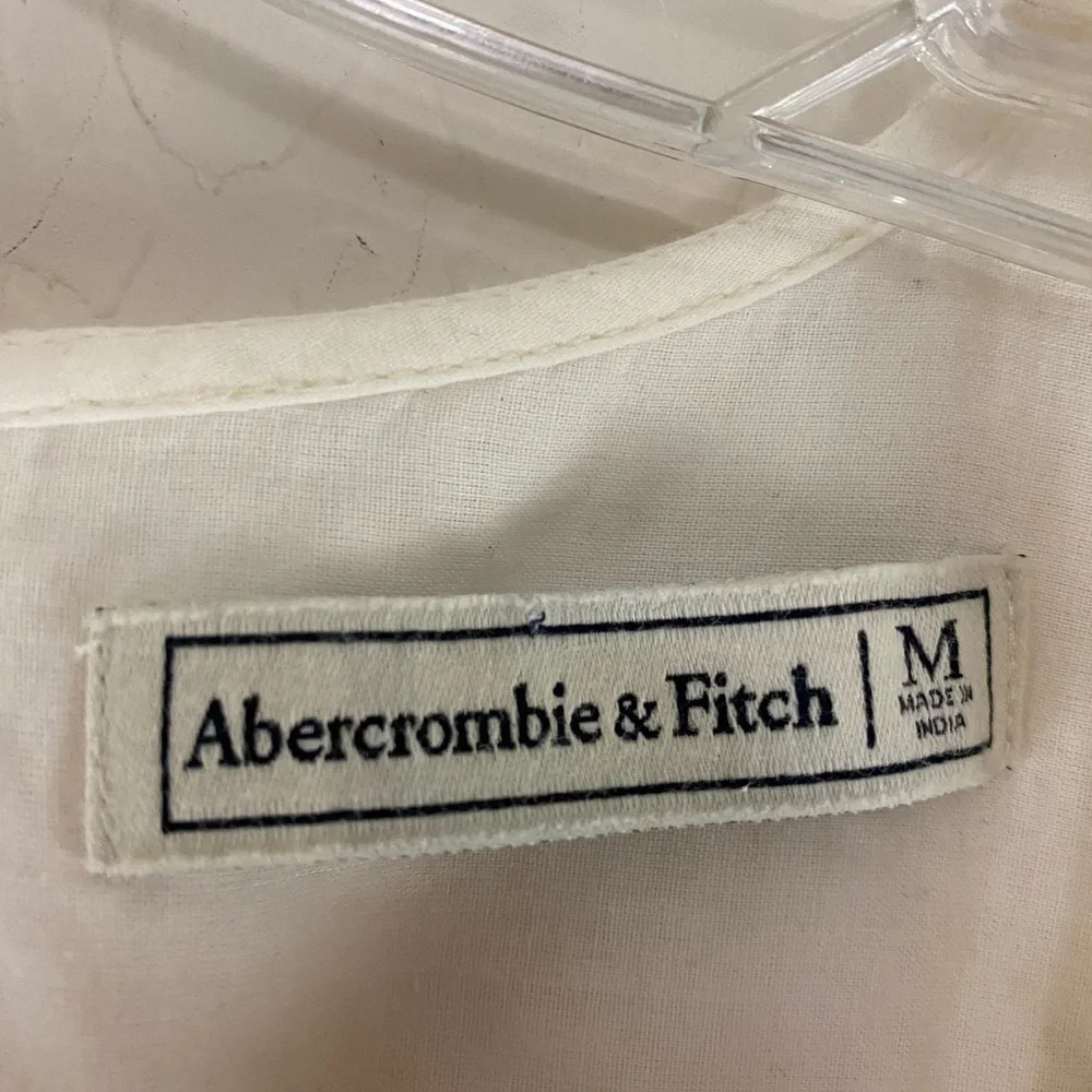 Abercrombie & Fitch Crochet Boho Cream Off-White Long Sleeve Blouse Size M - Picture 5 of 7